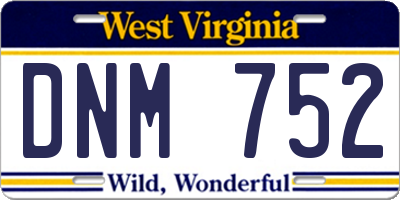 WV license plate DNM752