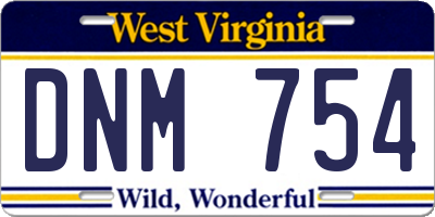 WV license plate DNM754