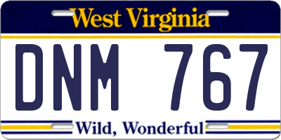 WV license plate DNM767