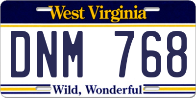 WV license plate DNM768