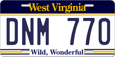 WV license plate DNM770