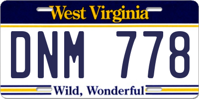 WV license plate DNM778