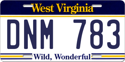 WV license plate DNM783