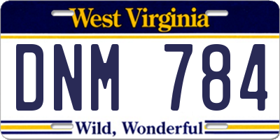 WV license plate DNM784