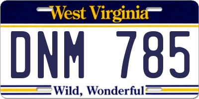 WV license plate DNM785