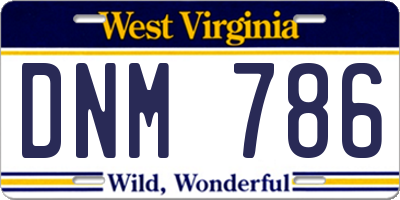 WV license plate DNM786