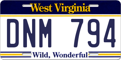 WV license plate DNM794