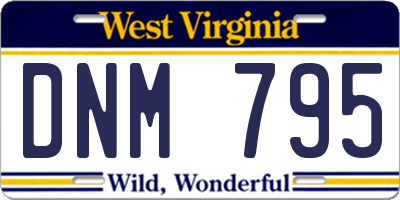 WV license plate DNM795