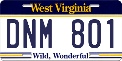 WV license plate DNM801