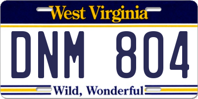 WV license plate DNM804