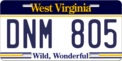 WV license plate DNM805