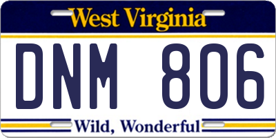 WV license plate DNM806