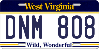 WV license plate DNM808