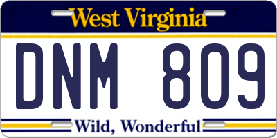WV license plate DNM809