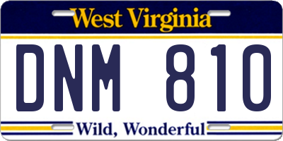 WV license plate DNM810