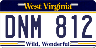 WV license plate DNM812