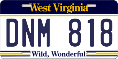 WV license plate DNM818