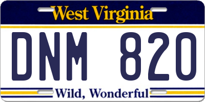 WV license plate DNM820
