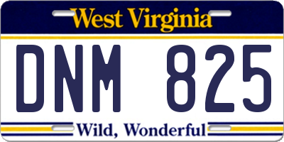 WV license plate DNM825