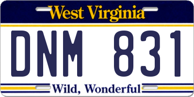 WV license plate DNM831