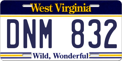 WV license plate DNM832