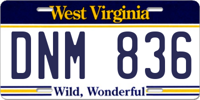 WV license plate DNM836
