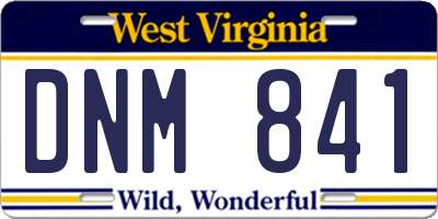 WV license plate DNM841