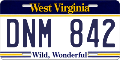 WV license plate DNM842