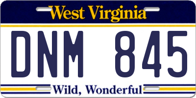 WV license plate DNM845
