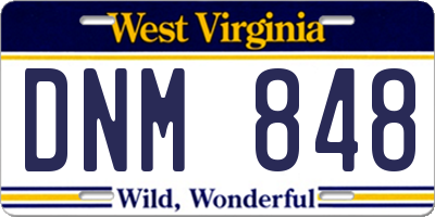 WV license plate DNM848