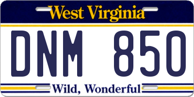 WV license plate DNM850