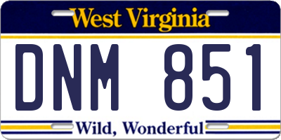 WV license plate DNM851