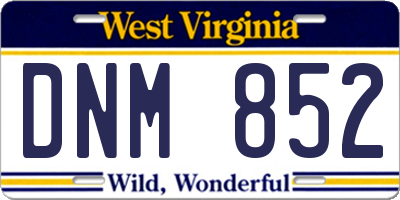 WV license plate DNM852
