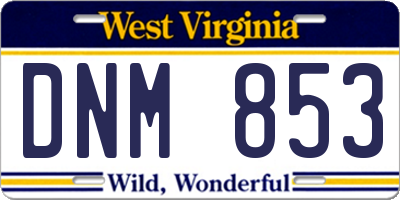 WV license plate DNM853
