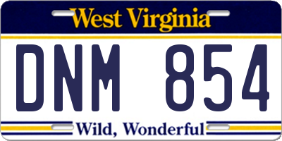 WV license plate DNM854