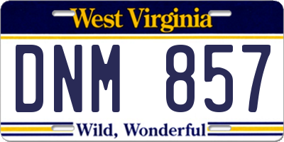 WV license plate DNM857