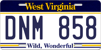 WV license plate DNM858