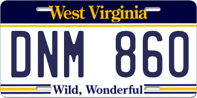 WV license plate DNM860