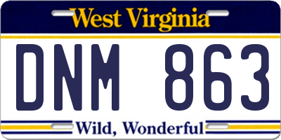 WV license plate DNM863