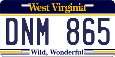 WV license plate DNM865