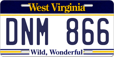 WV license plate DNM866
