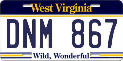 WV license plate DNM867