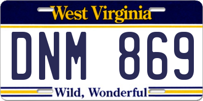 WV license plate DNM869