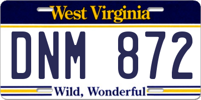 WV license plate DNM872