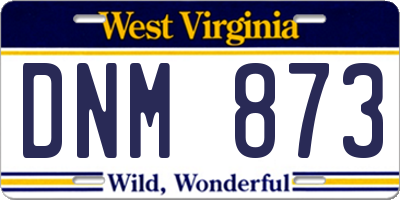 WV license plate DNM873
