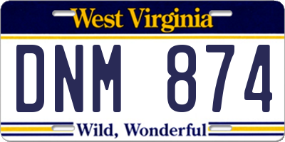 WV license plate DNM874