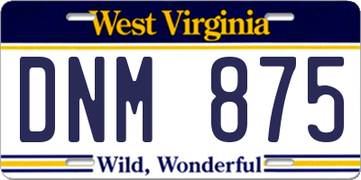 WV license plate DNM875