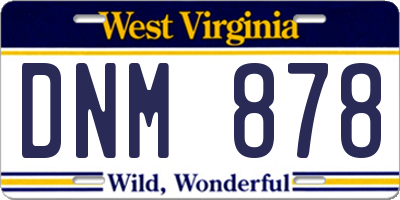 WV license plate DNM878