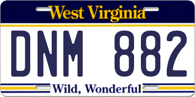 WV license plate DNM882