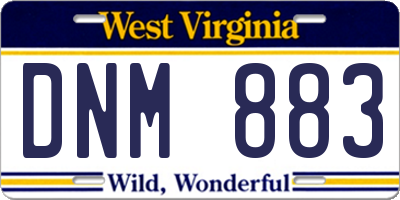 WV license plate DNM883